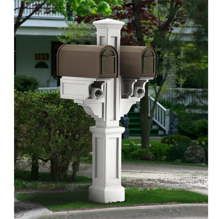 Lawnitator 5811W Rockport Double Mailbox Post- White LA2621738